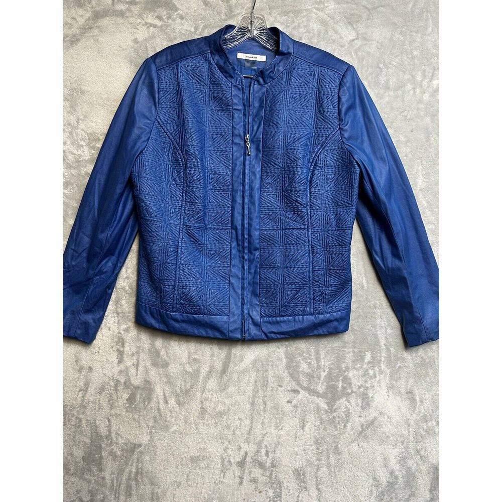 Freshl leather-look polyester, bright blue Tan Jay p jacket Indie Sleaze‎